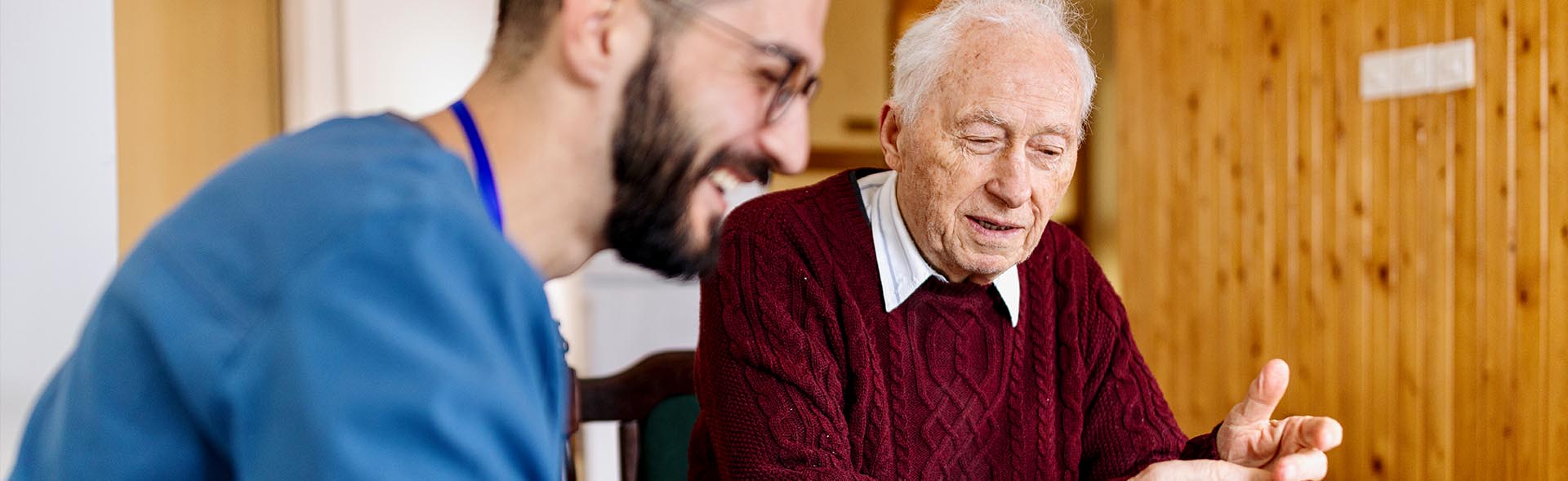 man & nurse talking