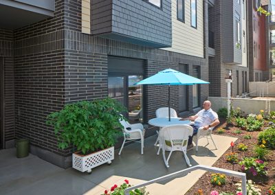 People sitting in the outdoor patio