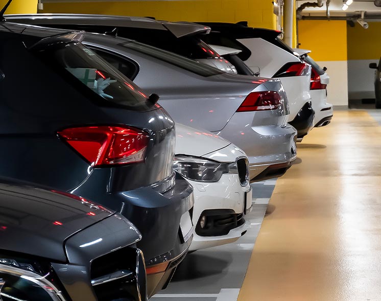 cars in parking garage